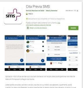 Aplicaciones y webs del Servicio Murciano de Salud para contener el coronavirus 16 Cita Previa SMS- Servicio Murciano de Salud- Aplicación Android