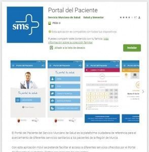 Aplicaciones y webs del Servicio Murciano de Salud para contener el coronavirus 18 Portal del Paciente - Servicio Murciano de Salud- Aplicacion Android